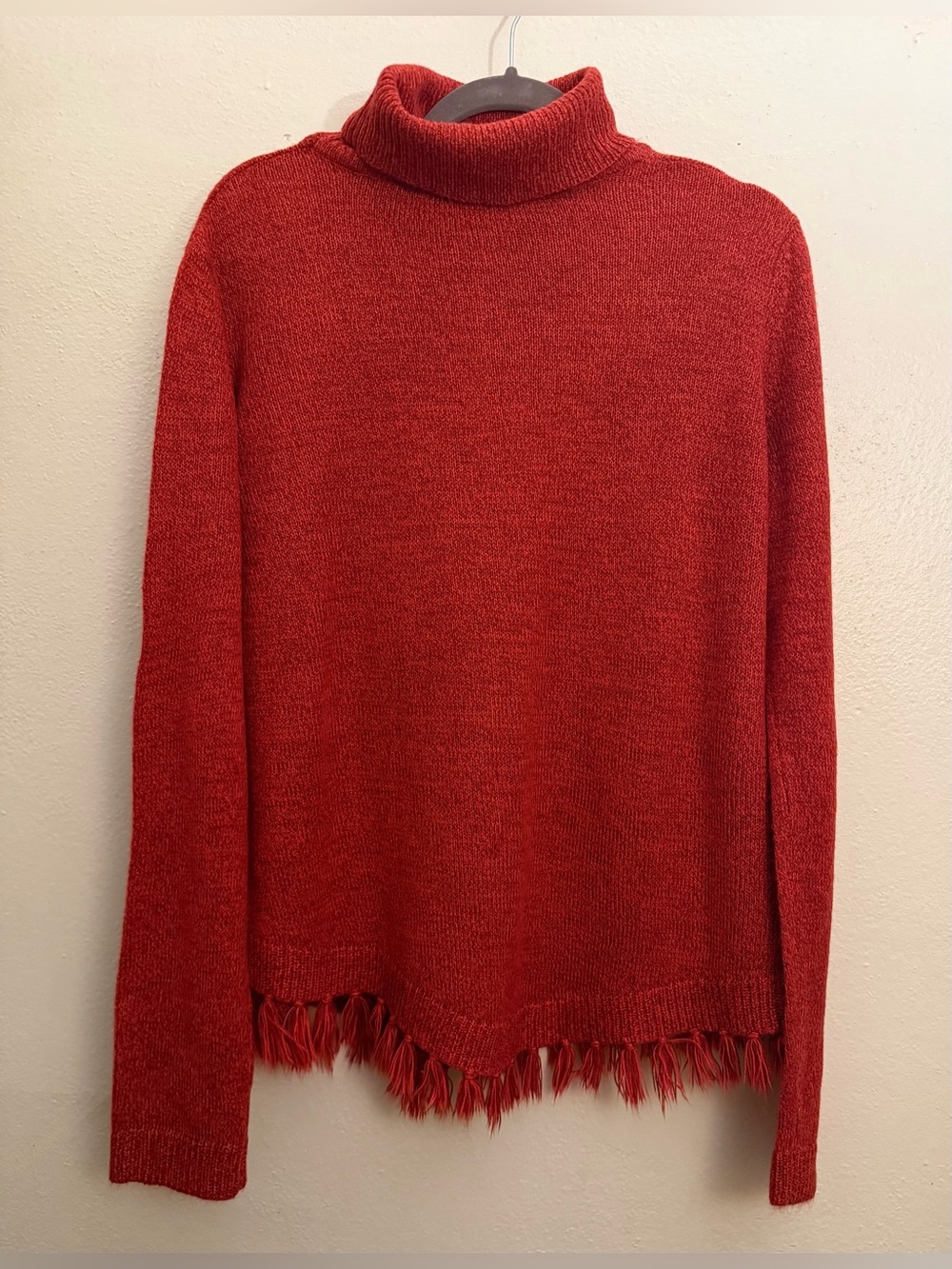 Denim Moves Embroidered Red Rust Sweater for Fall with Fringe Like New Medium - Picture 3 of 6